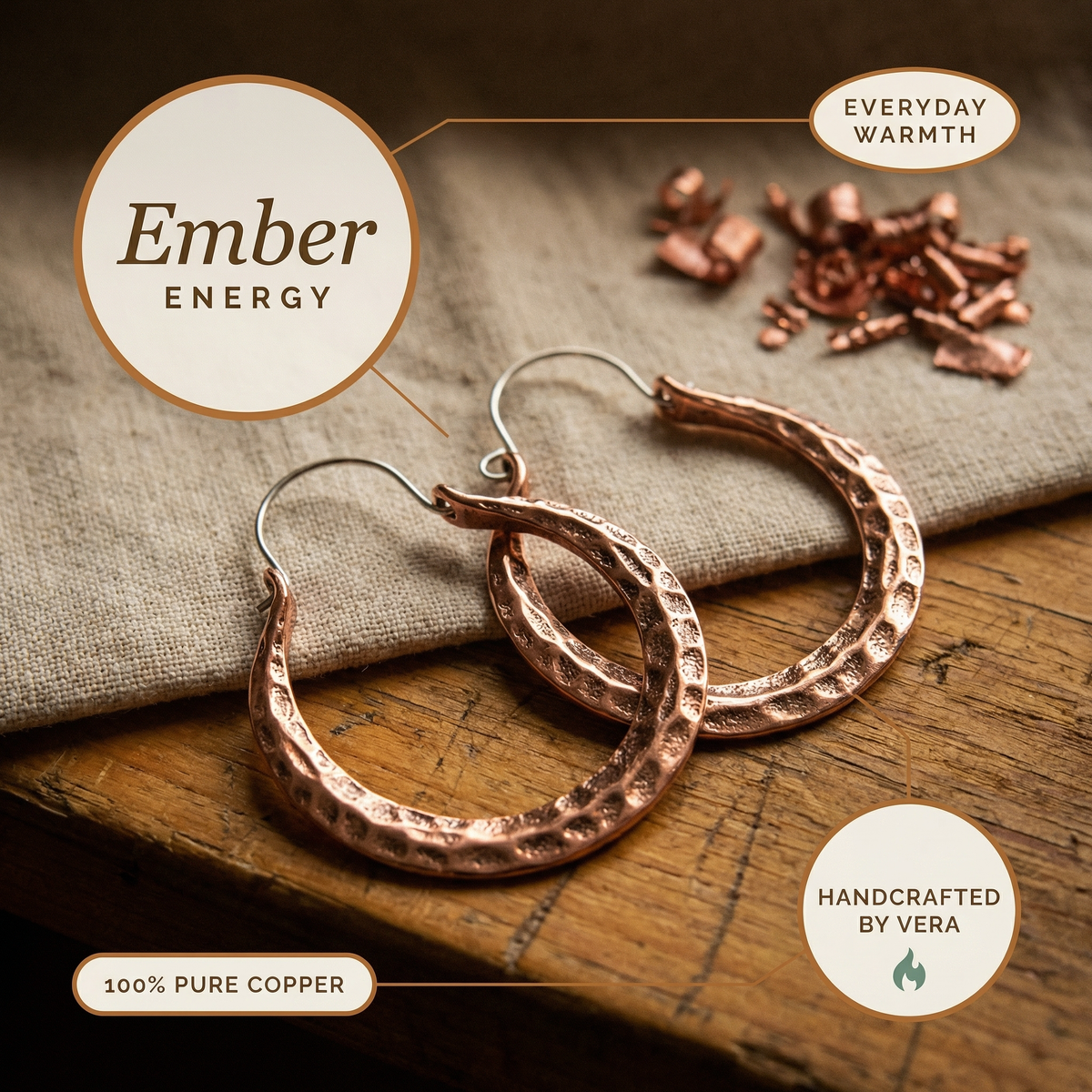 Ayurveda Heritage Ember Copper Earrings