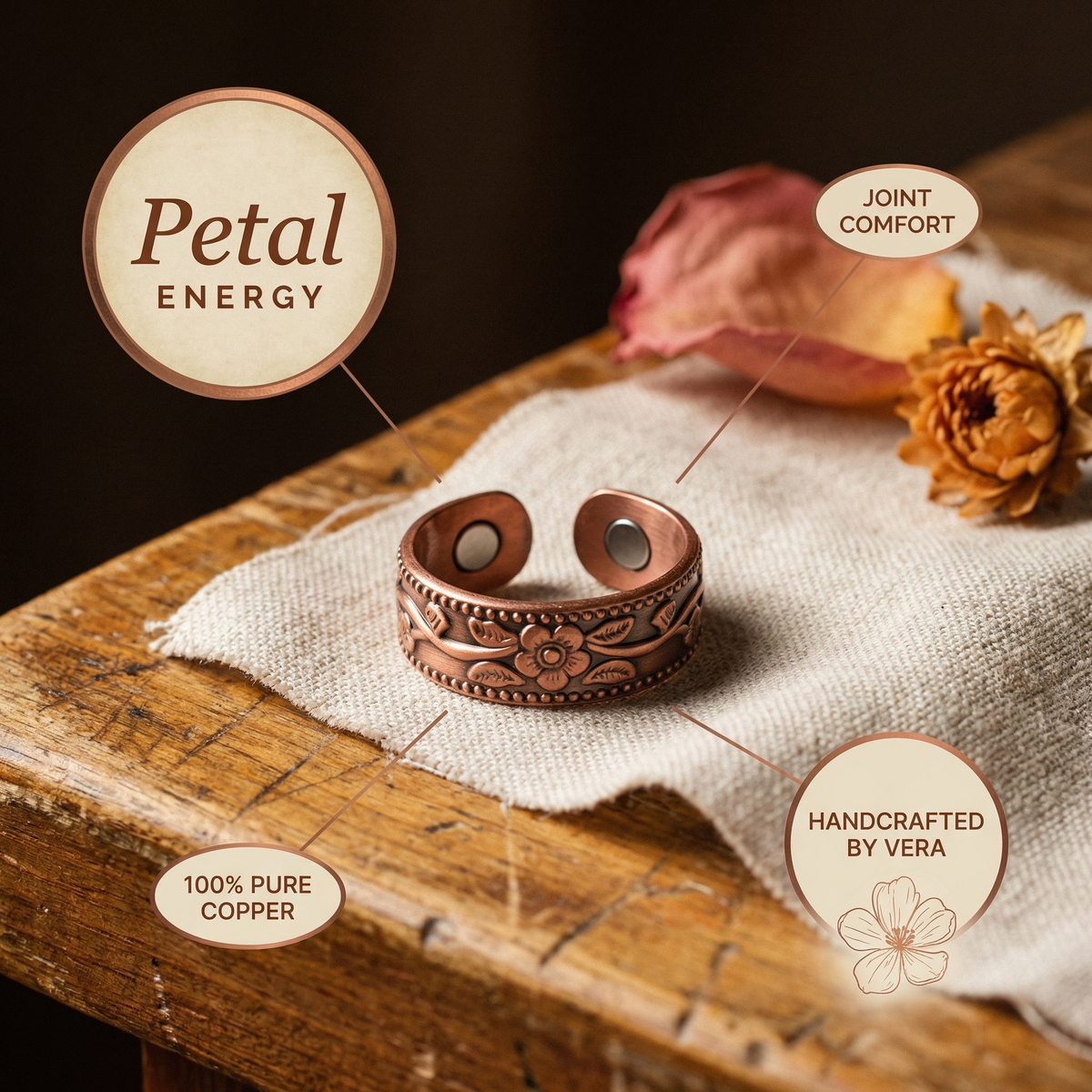 Ayurveda Heritage Petal Copper Ring