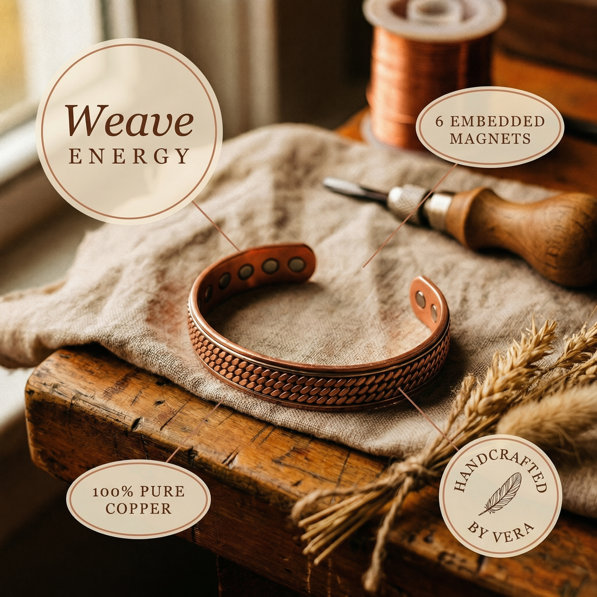 Ayurveda Heritage Wave Copper Bracelet