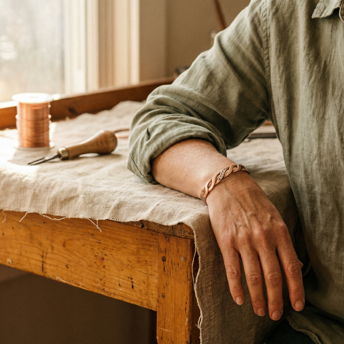 Ayurveda Heritage Seam Copper Bracelet