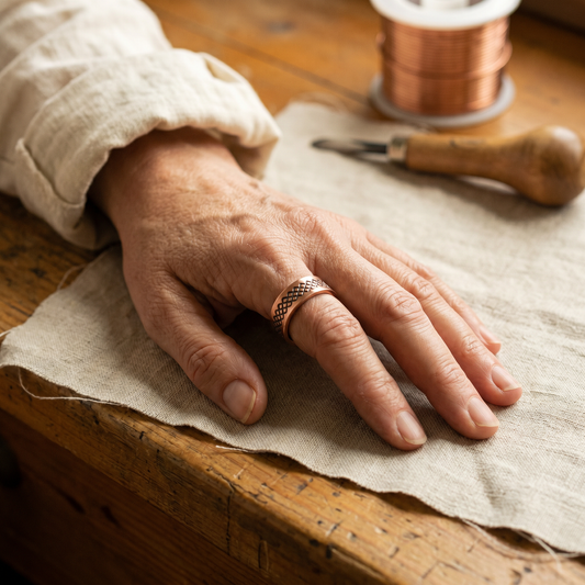 Ayurveda Heritage Grid Copper Ring