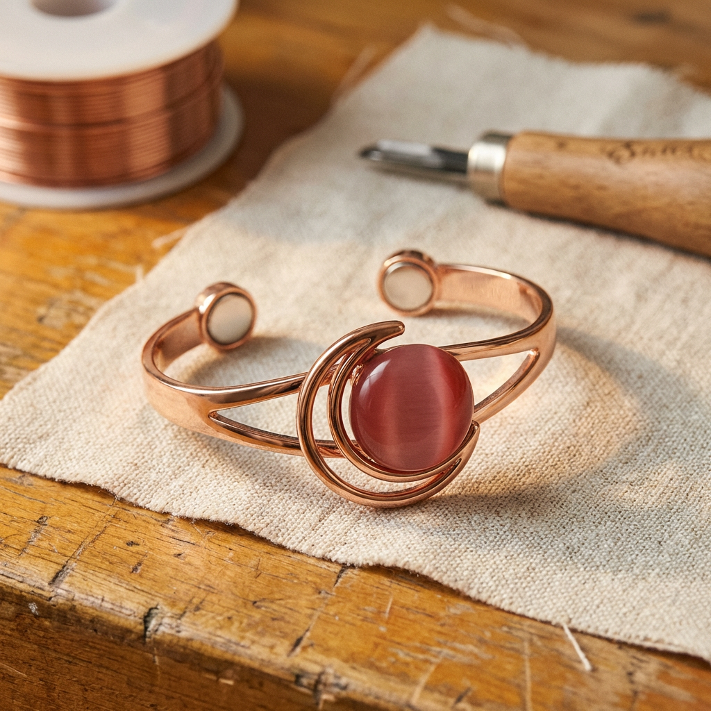 Ayurveda Heritage Sphere Pink Copper Bracelet