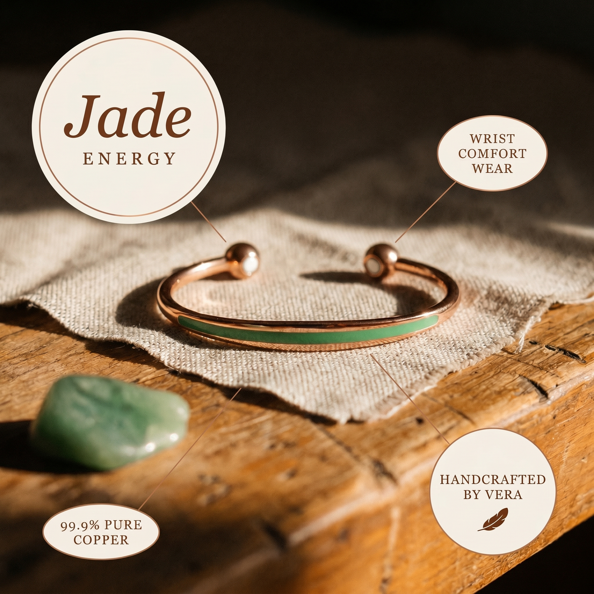 Ayurveda Heritage Jade Copper Bracelet