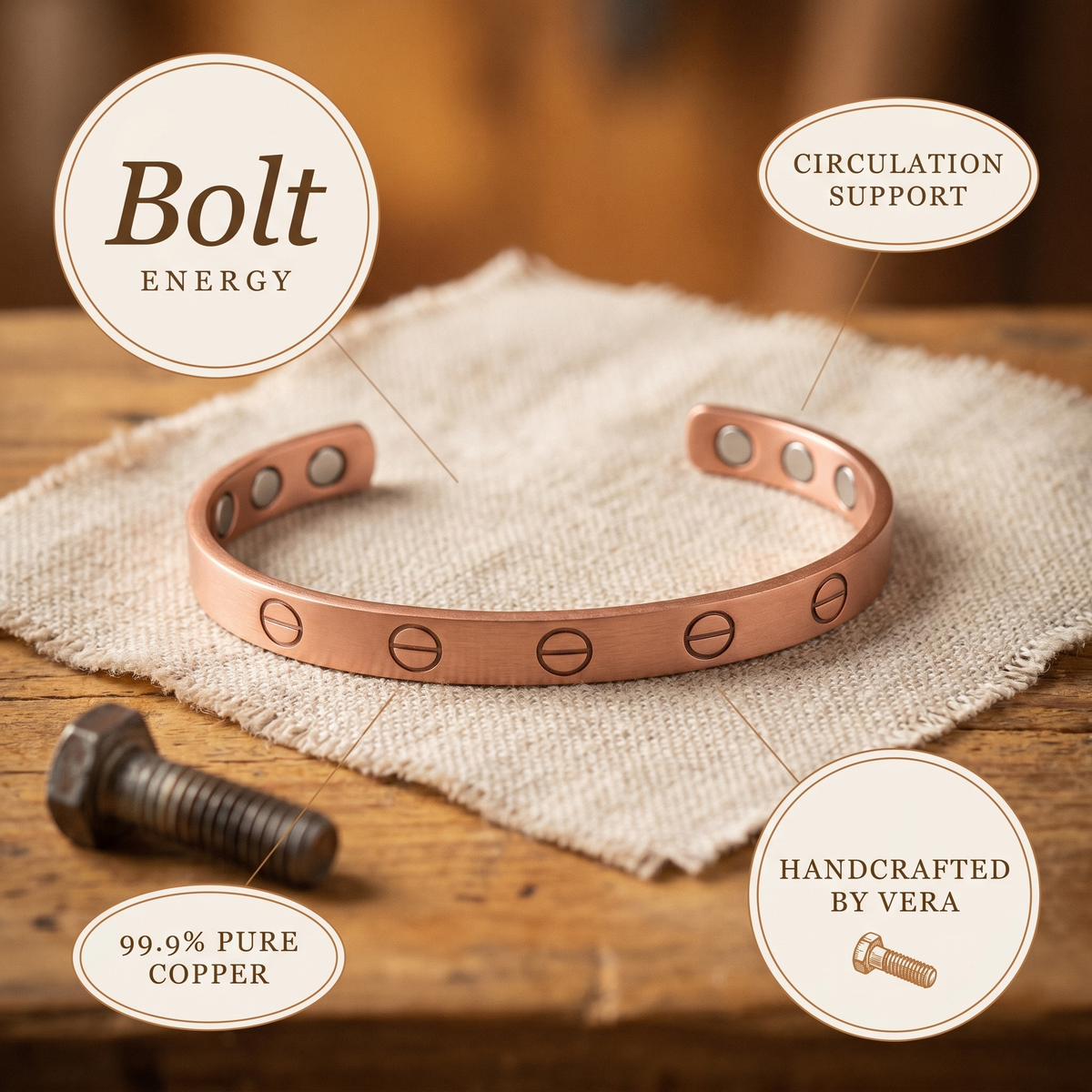 Ayurveda Heritage Bolt Copper Bracelet
