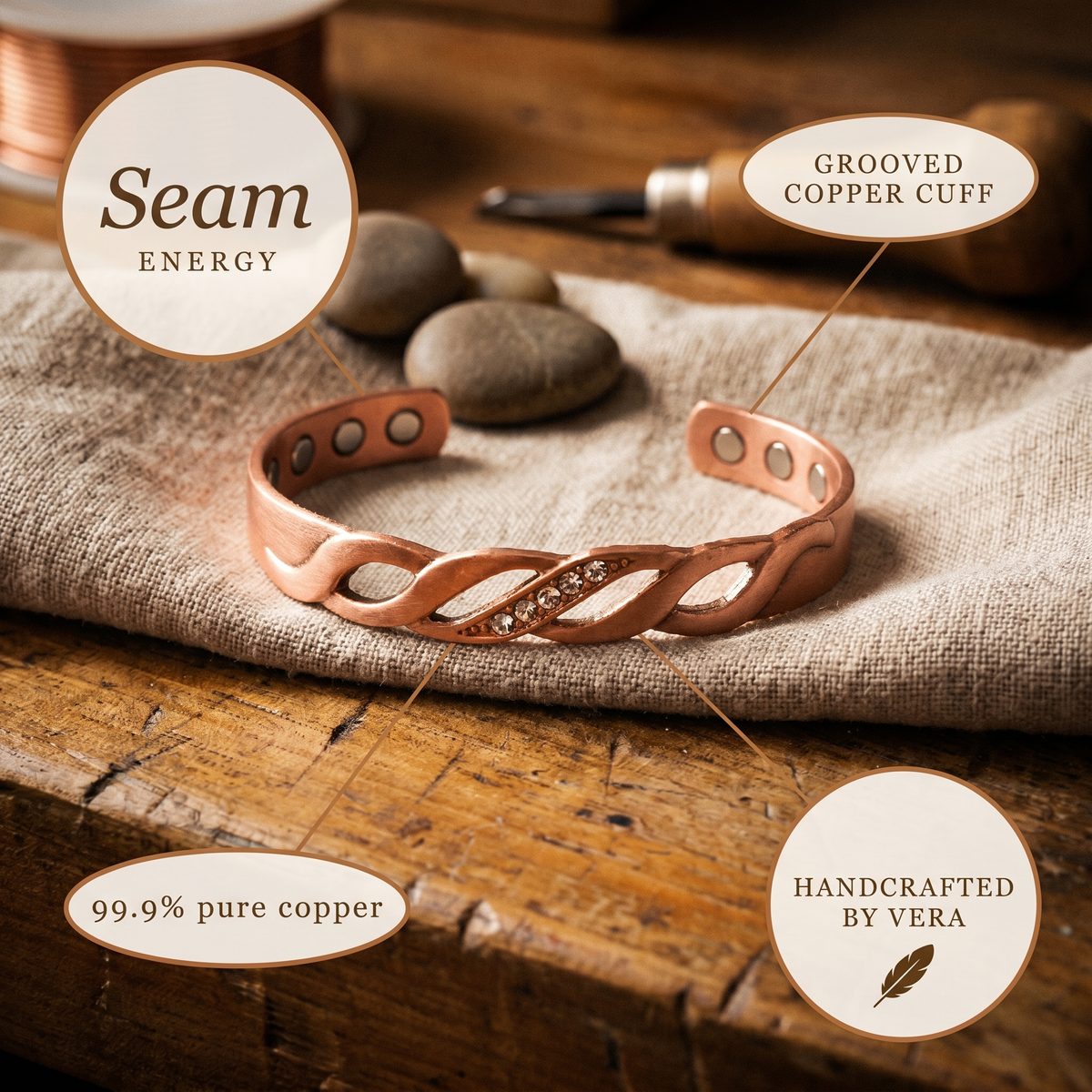 Ayurveda Heritage Seam Copper Bracelet