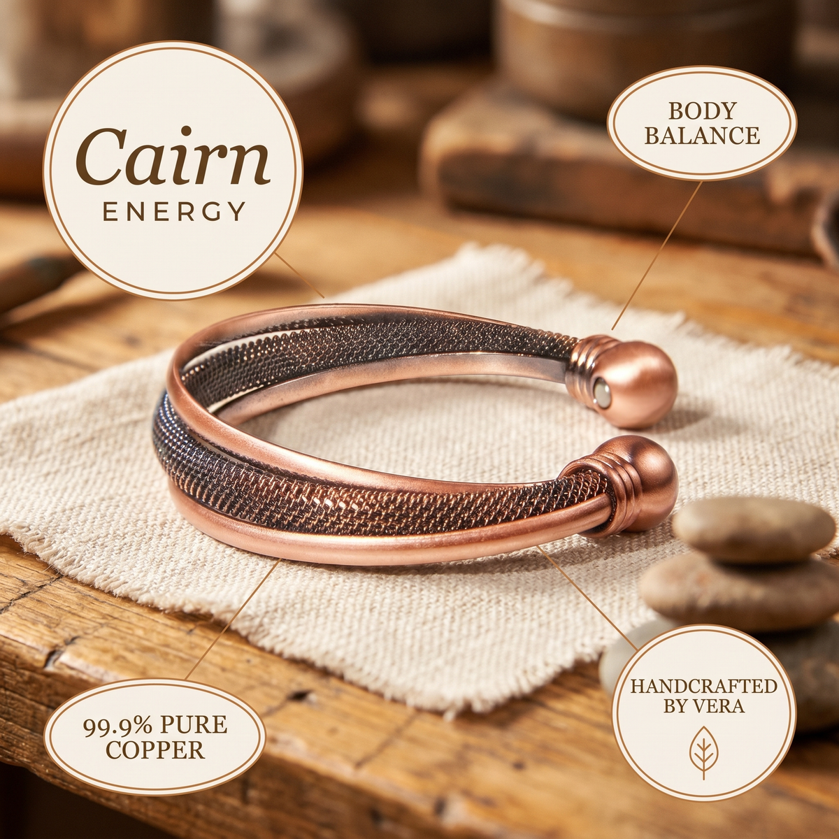 Ayurveda Heritage Cairn Copper Bracelet
