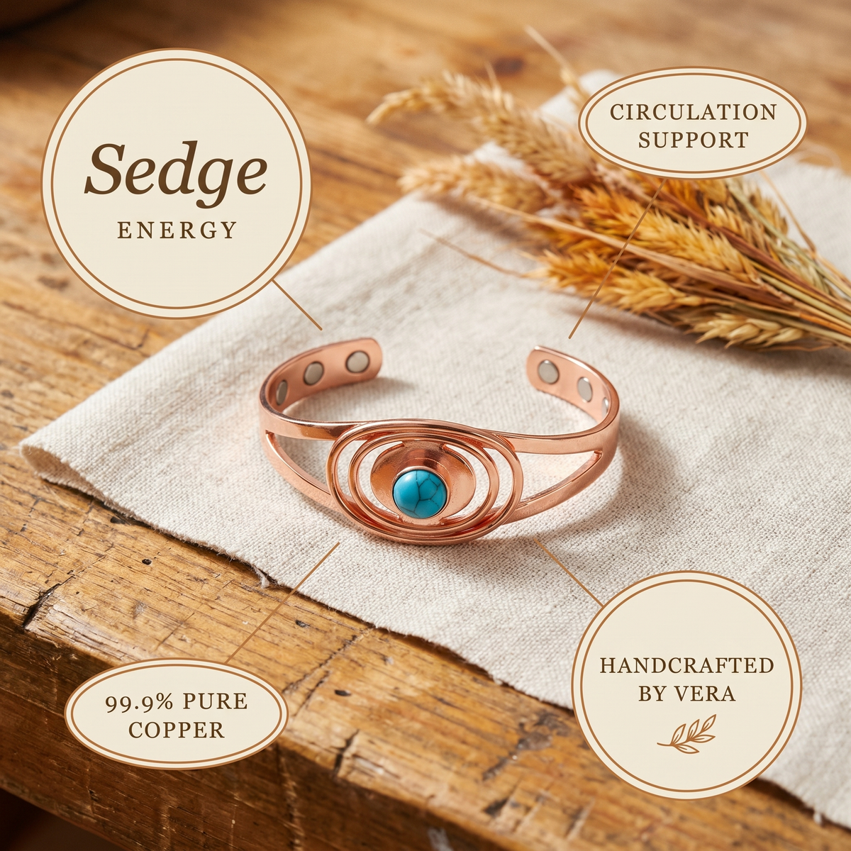 Ayurveda Heritage Sedge Copper Bracelet