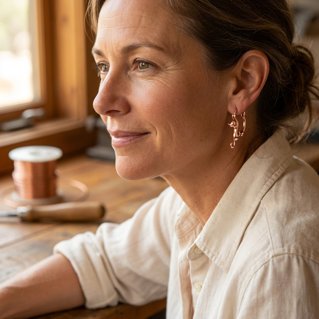Ayurveda Heritage Swirl Copper Earrings