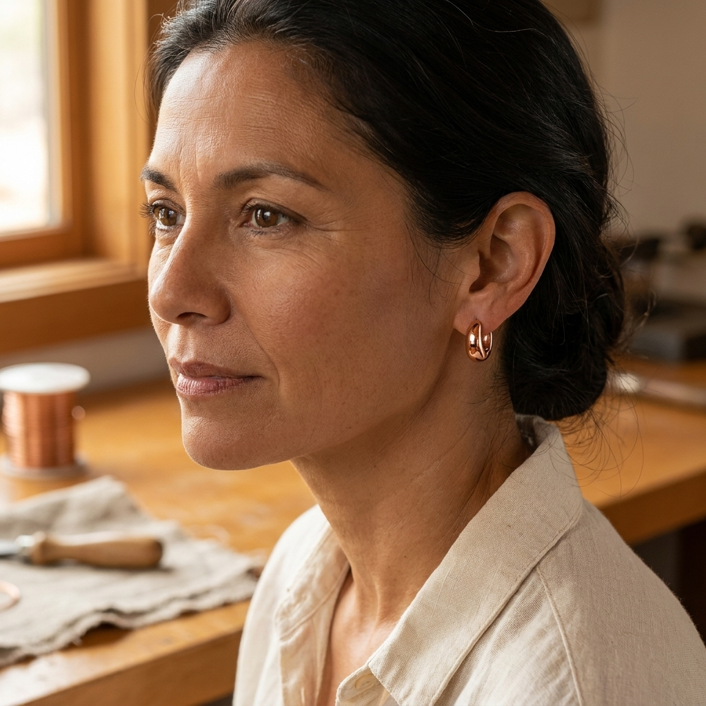 Ayurveda Heritage Linnet Copper Hoop Earrings