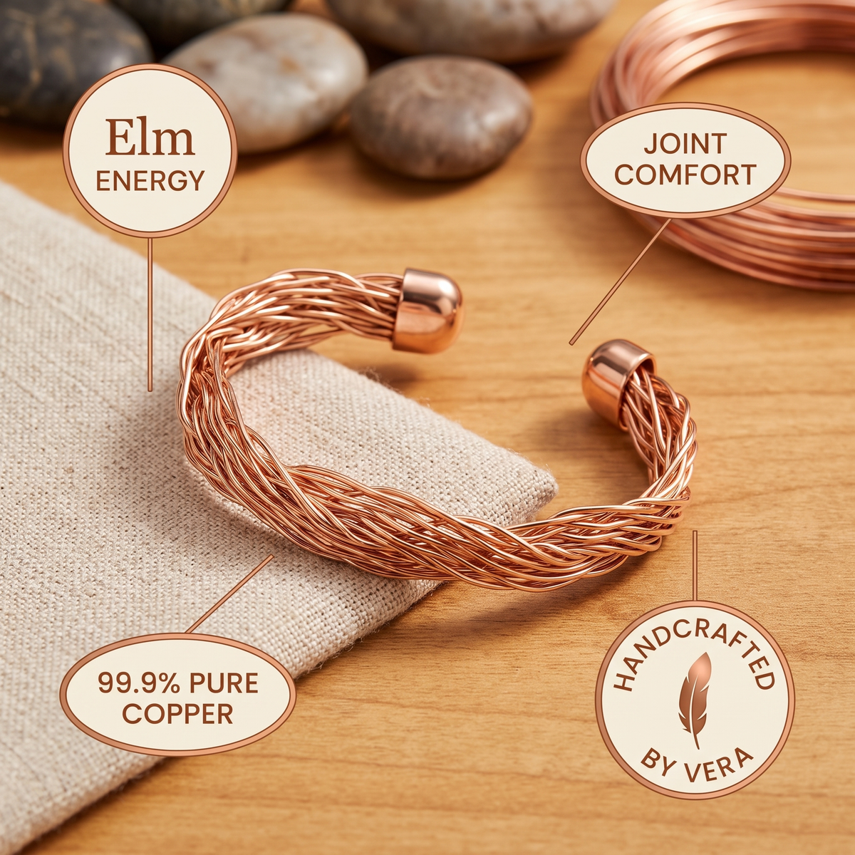 Ayurveda Heritage Elm Copper Cuff Bracelet
