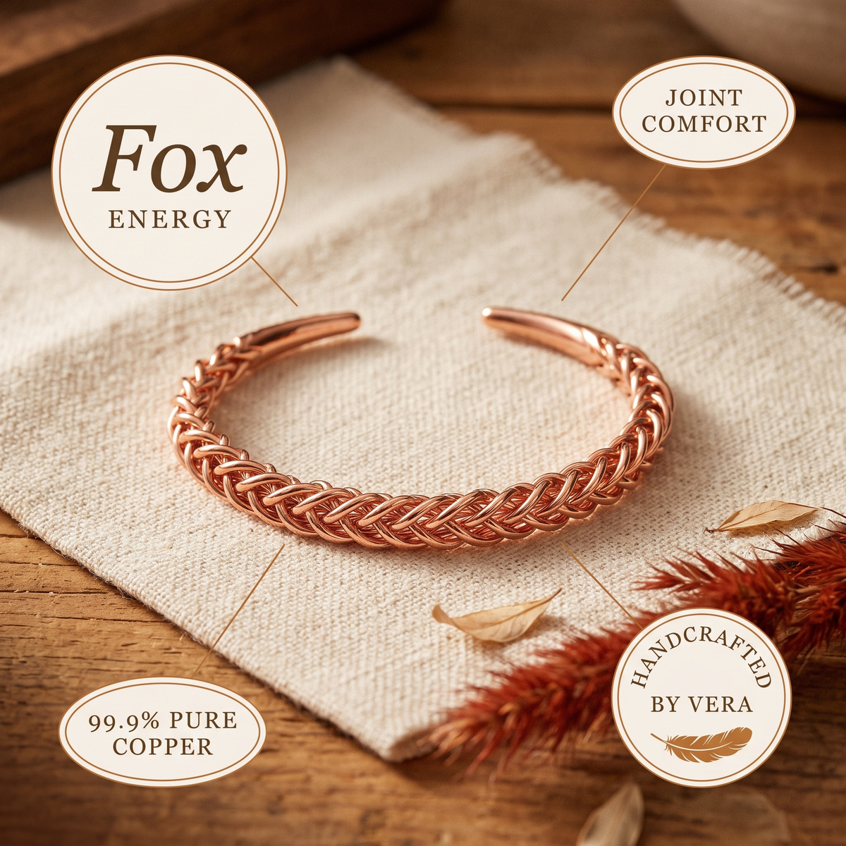 Ayurveda Heritage Fox Copper Bracelet
