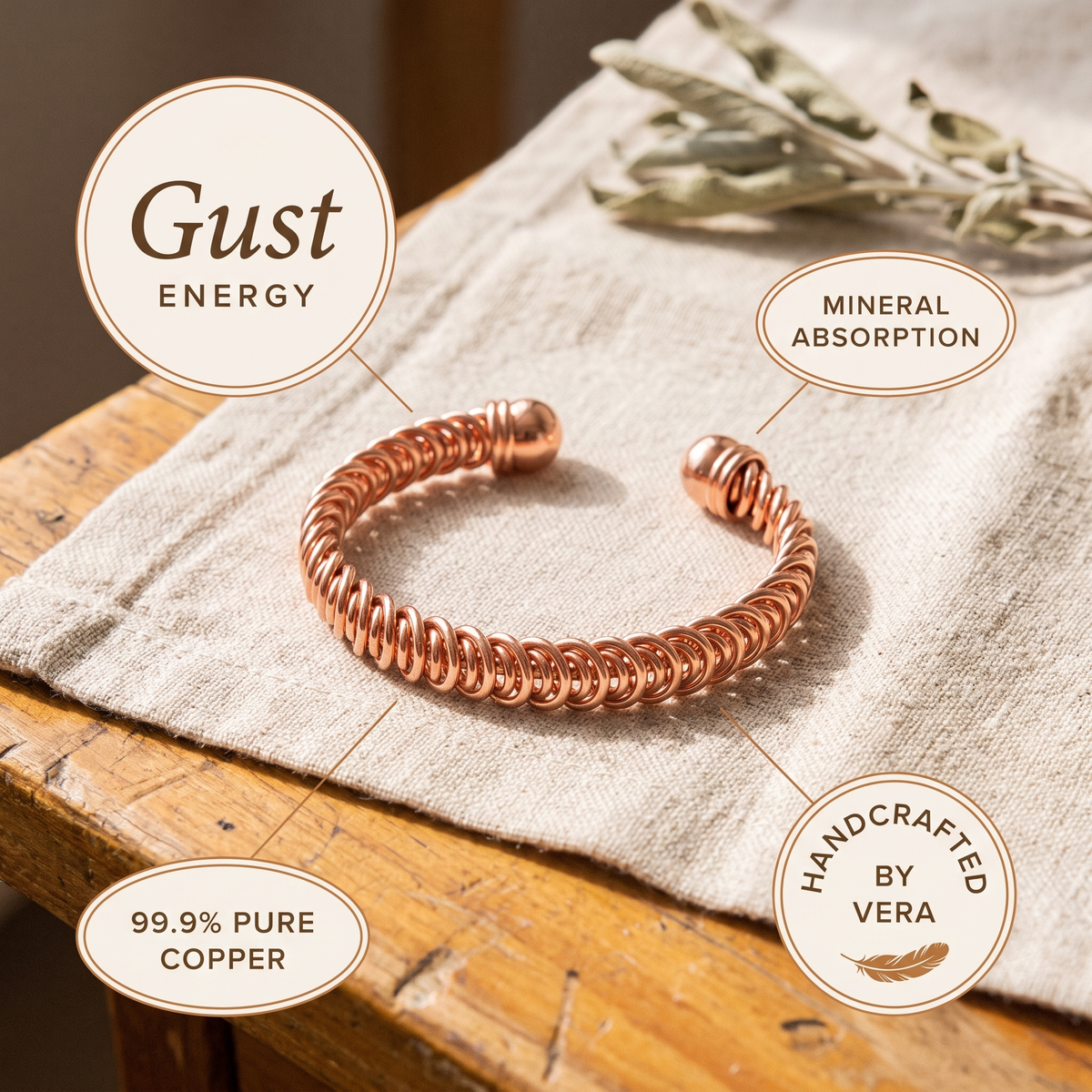 Ayurveda Heritage Gust Copper Bracelet