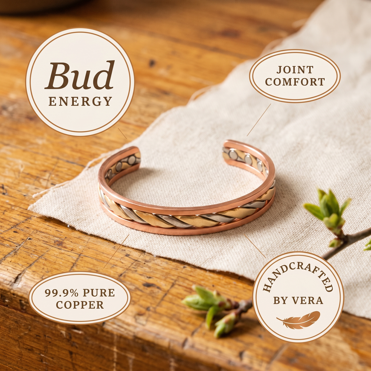 Ayurveda Heritage Bud Copper Bracelet