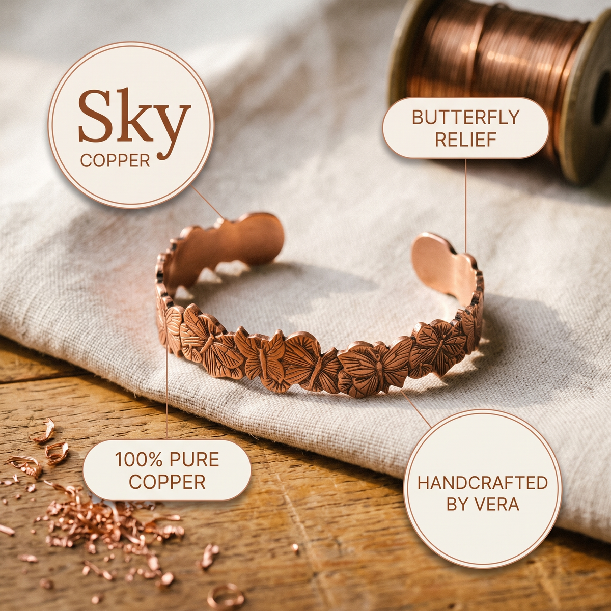 Ayurveda Heritage Sky Copper Bracelet