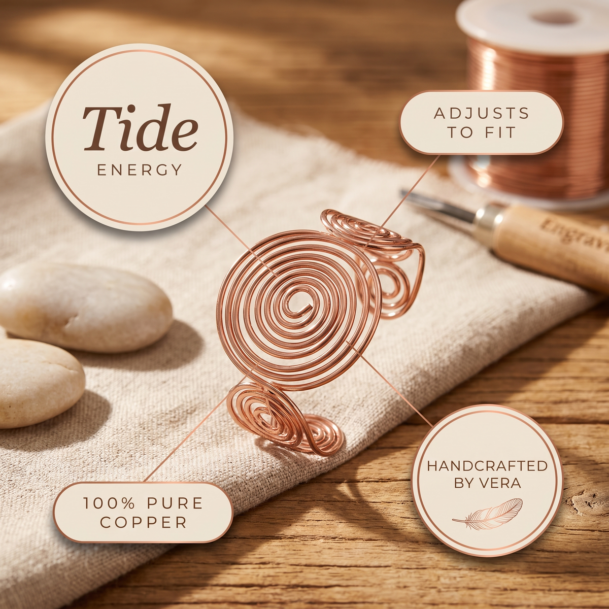 Ayurveda Heritage Spiral Copper Bracelet