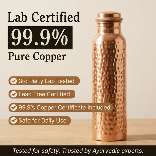 Ayurveda Heritage Pure Copper Water Bottle – Hand-Hammered Edition