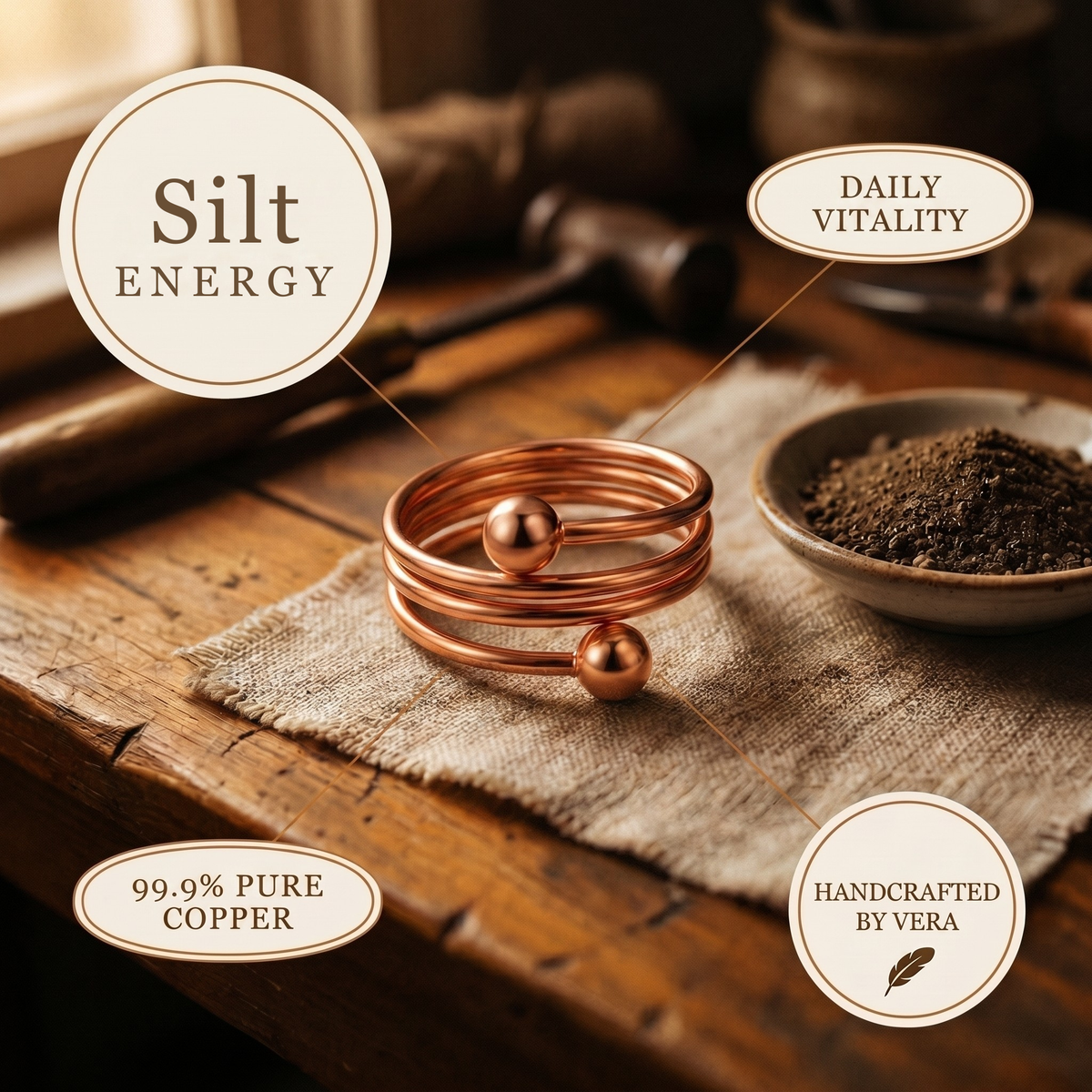 Ayurveda Heritage Silt Copper Ring
