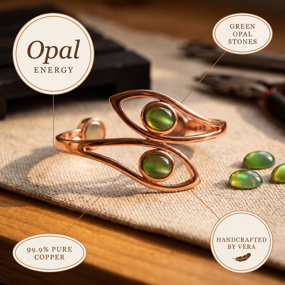 Ayurveda Heritage Opal Copper Bracelet