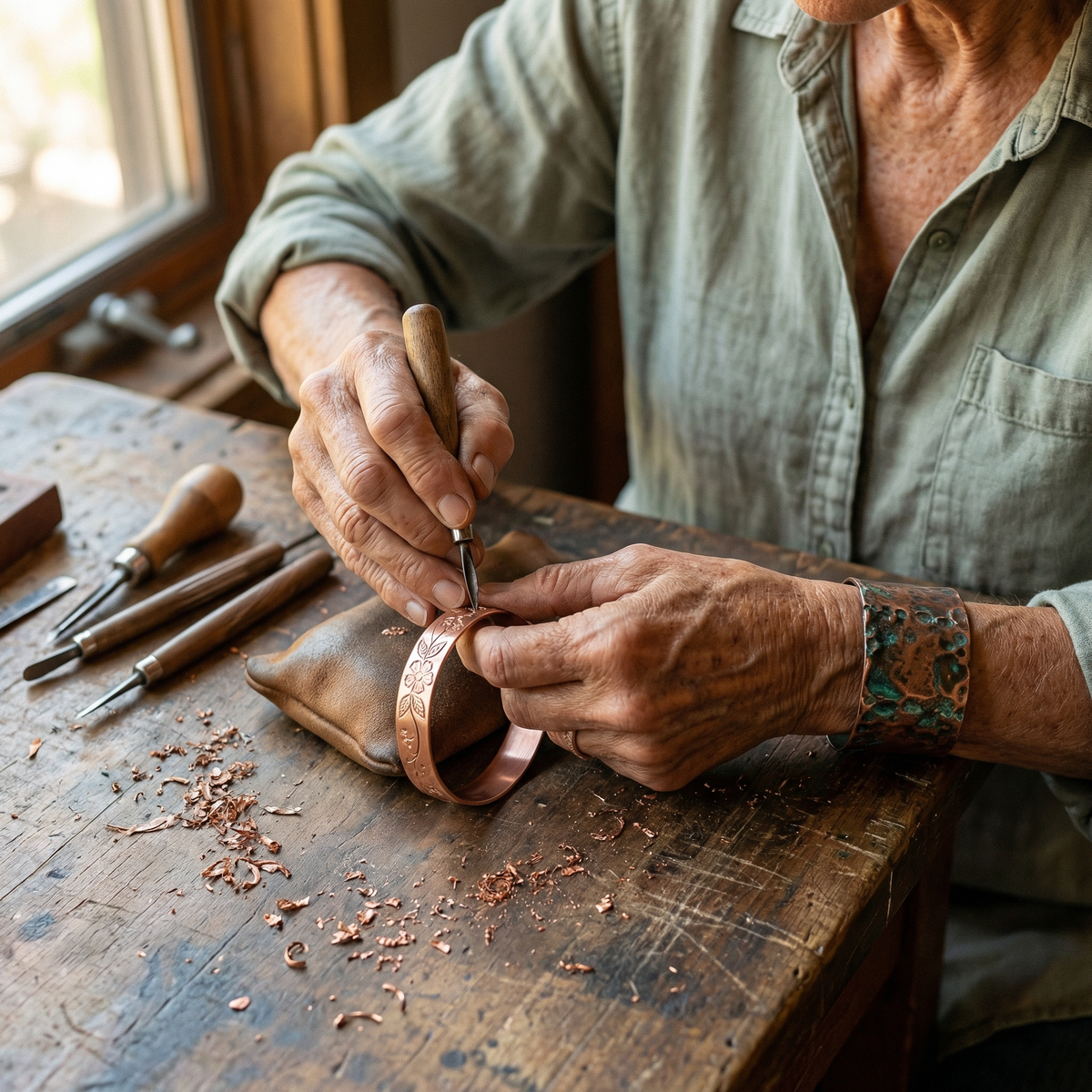 Ayurveda Heritage Bloom Copper Bracelet