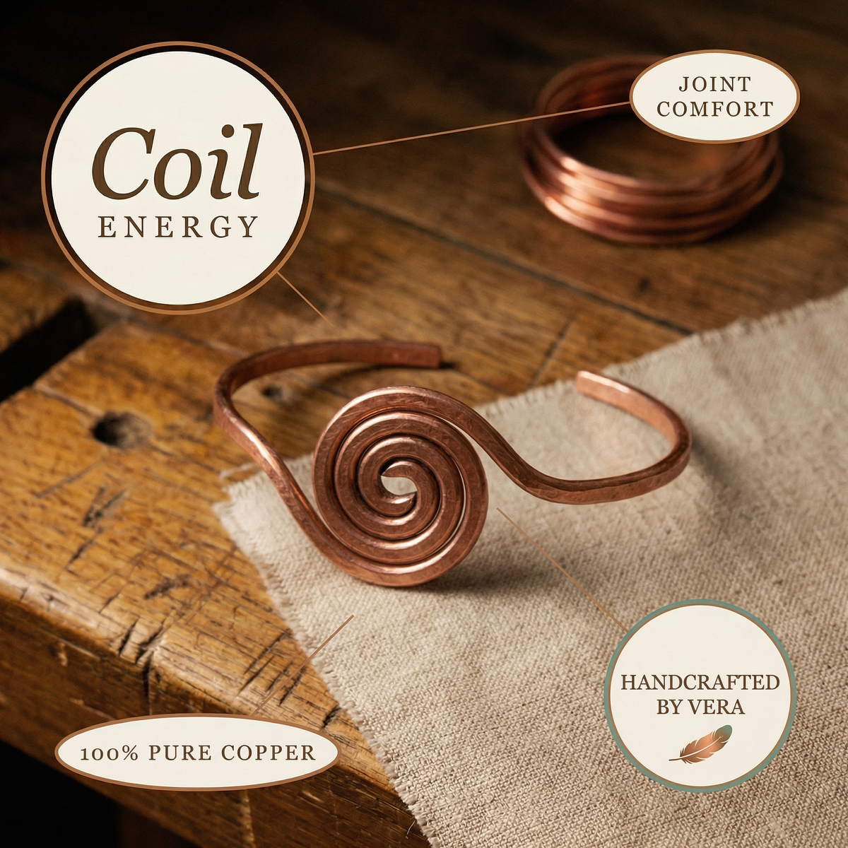 Ayurveda Heritage Coil Copper Anklet