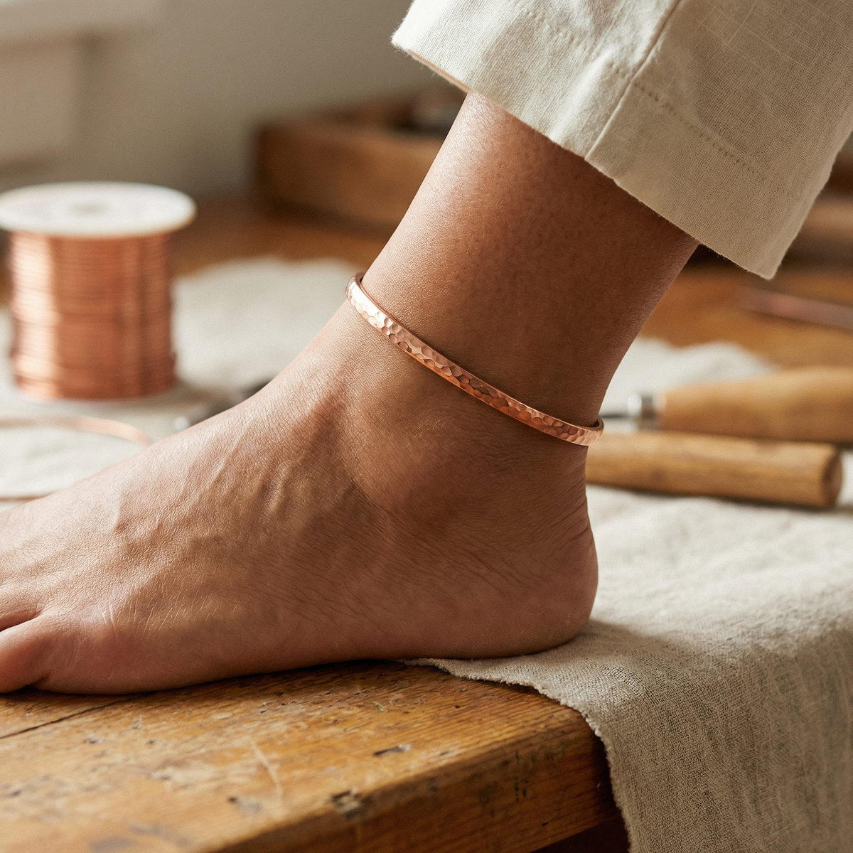 Ayurveda Heritage Sand Copper Anklet
