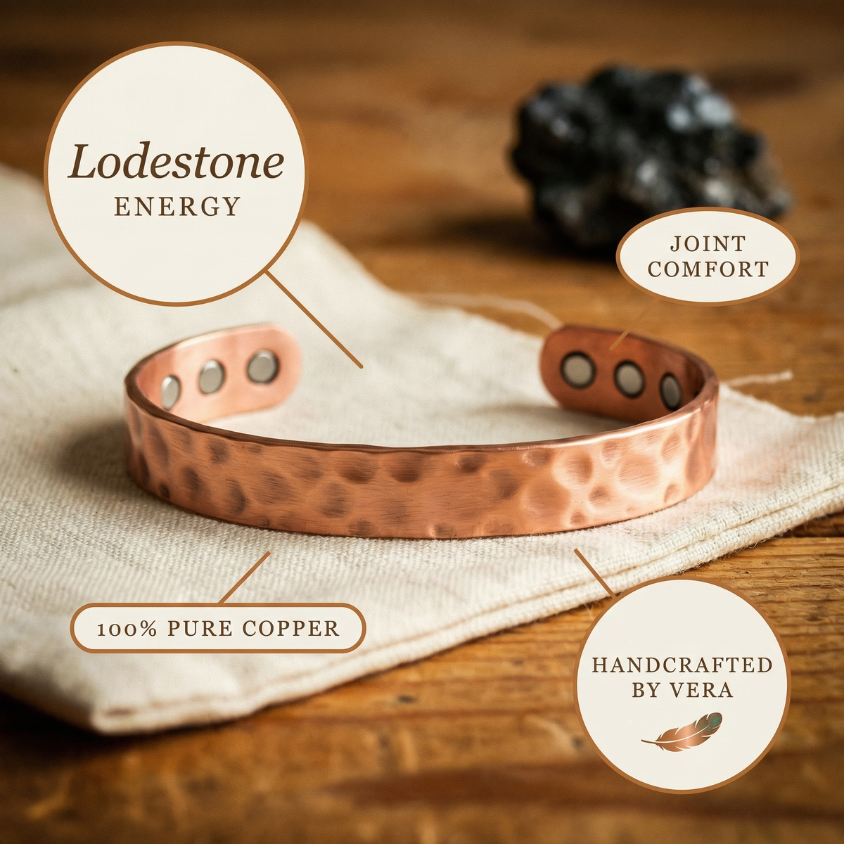 Ayurveda Heritage Lodestone Copper Bracelet