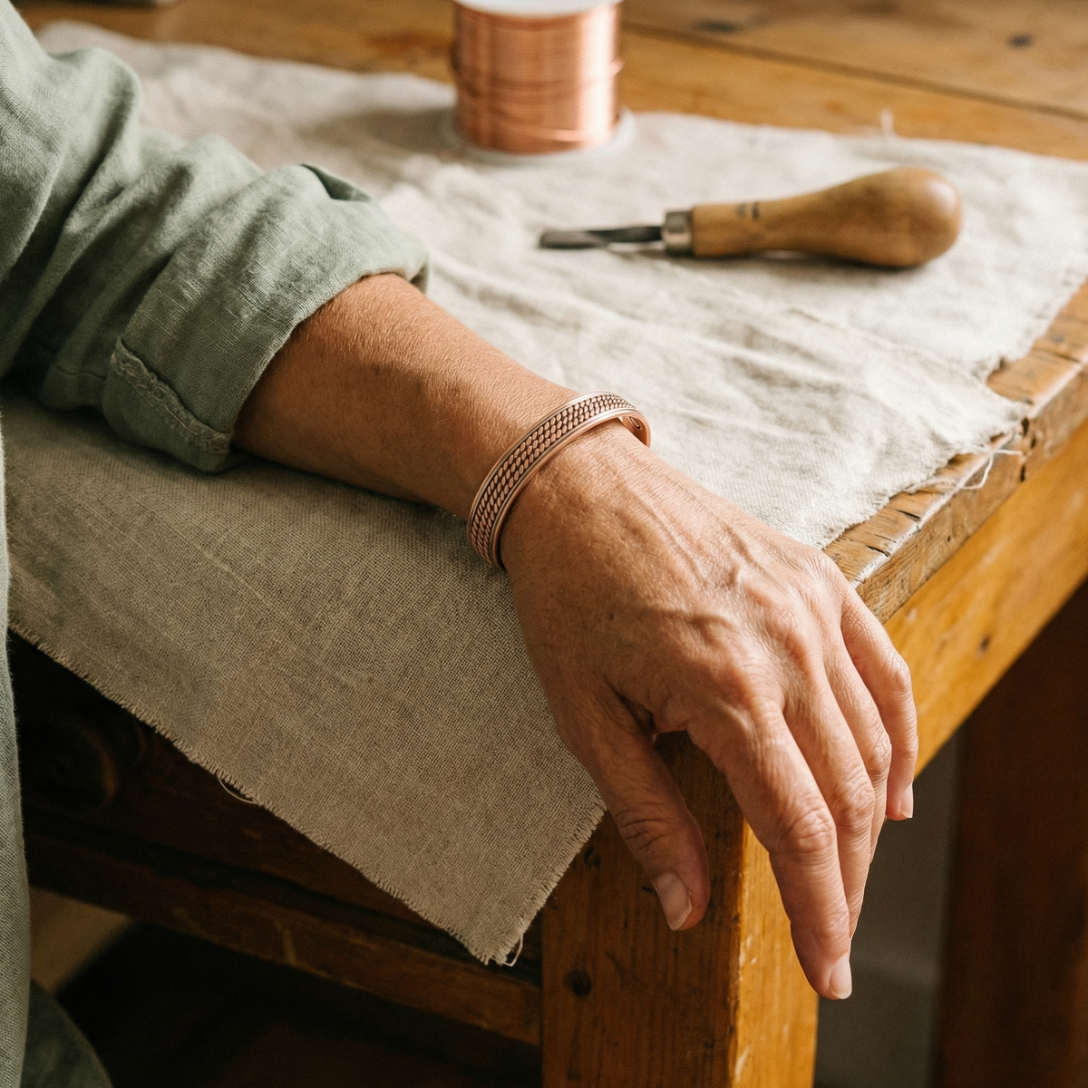 Ayurveda Heritage Wave Copper Bracelet