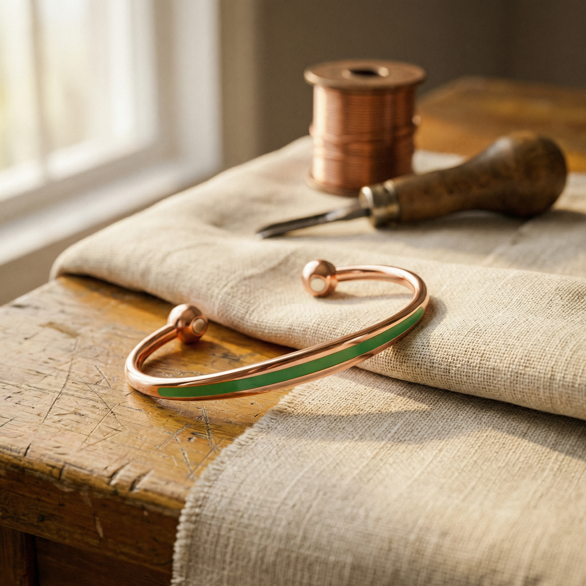 Ayurveda Heritage Jade Copper Bracelet
