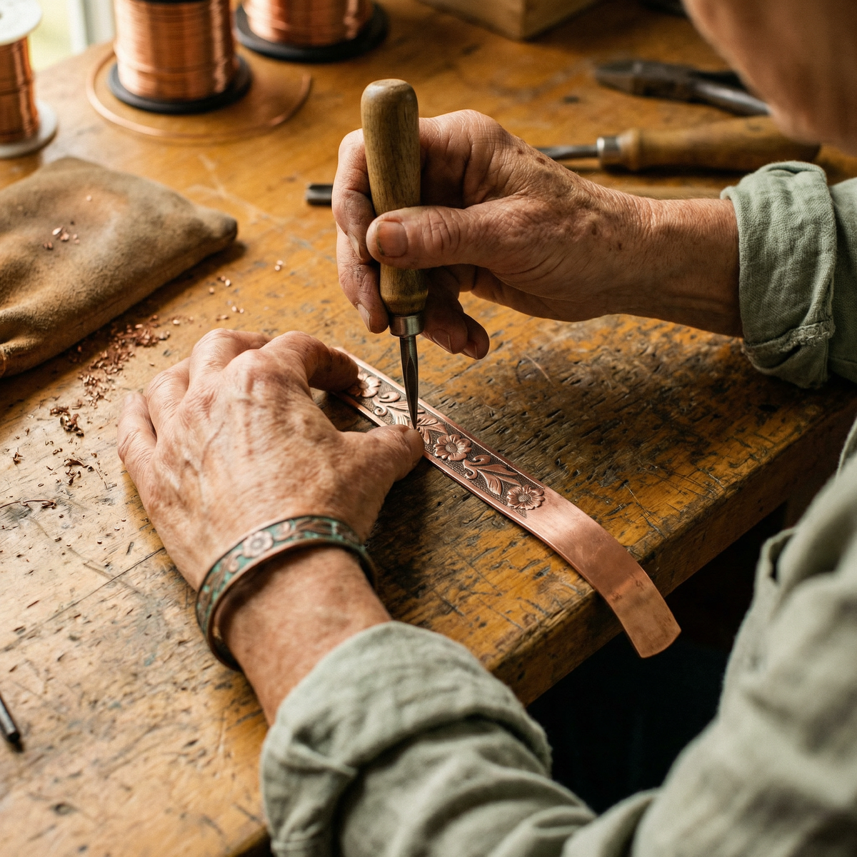 Ayurveda Heritage Vine Copper Bracelet