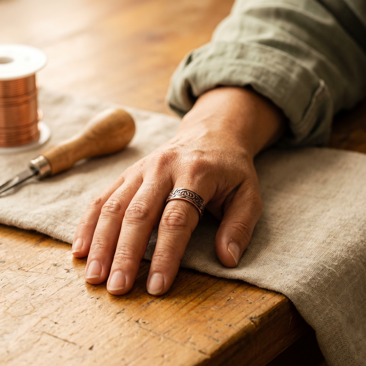 Ayurveda Heritage Burr Copper Ring
