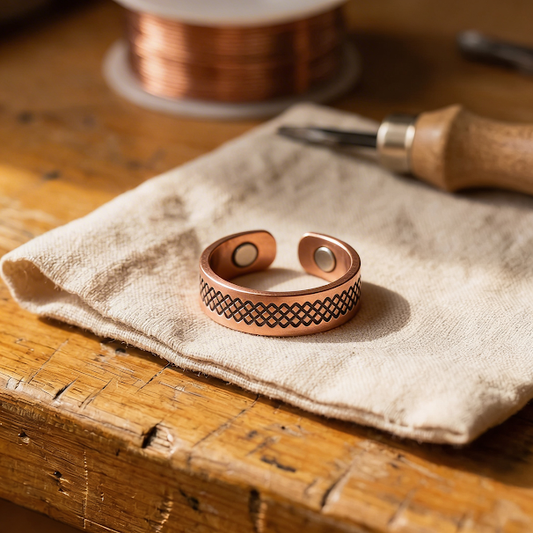 Ayurveda Heritage Grid Copper Ring