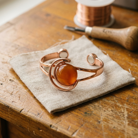 Ayurveda Heritage Sphere Orange Copper Bracelet