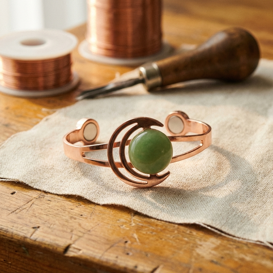 Ayurveda Heritage Sphere Green Copper Bracelet