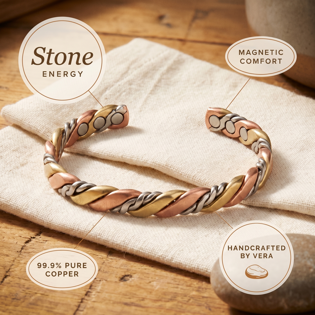 Ayurveda Heritage Stone Copper Bracelet