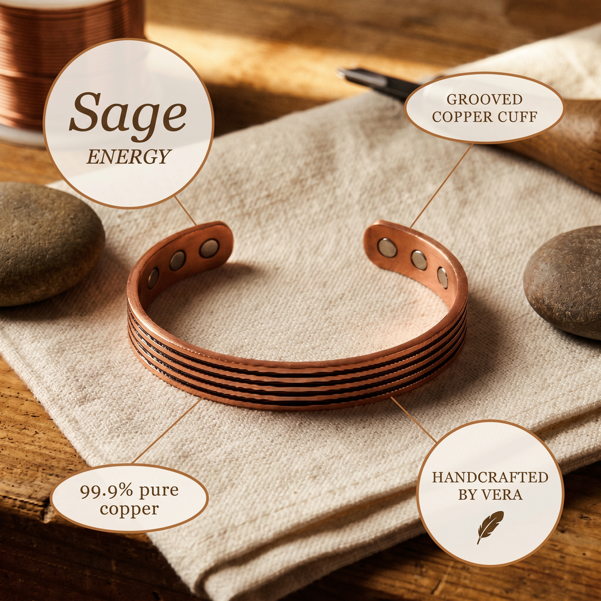 Ayurveda Heritage Sage Copper Bracelet