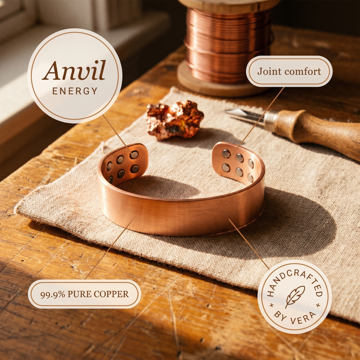 Ayurveda Heritage Anvil Copper Bracelet