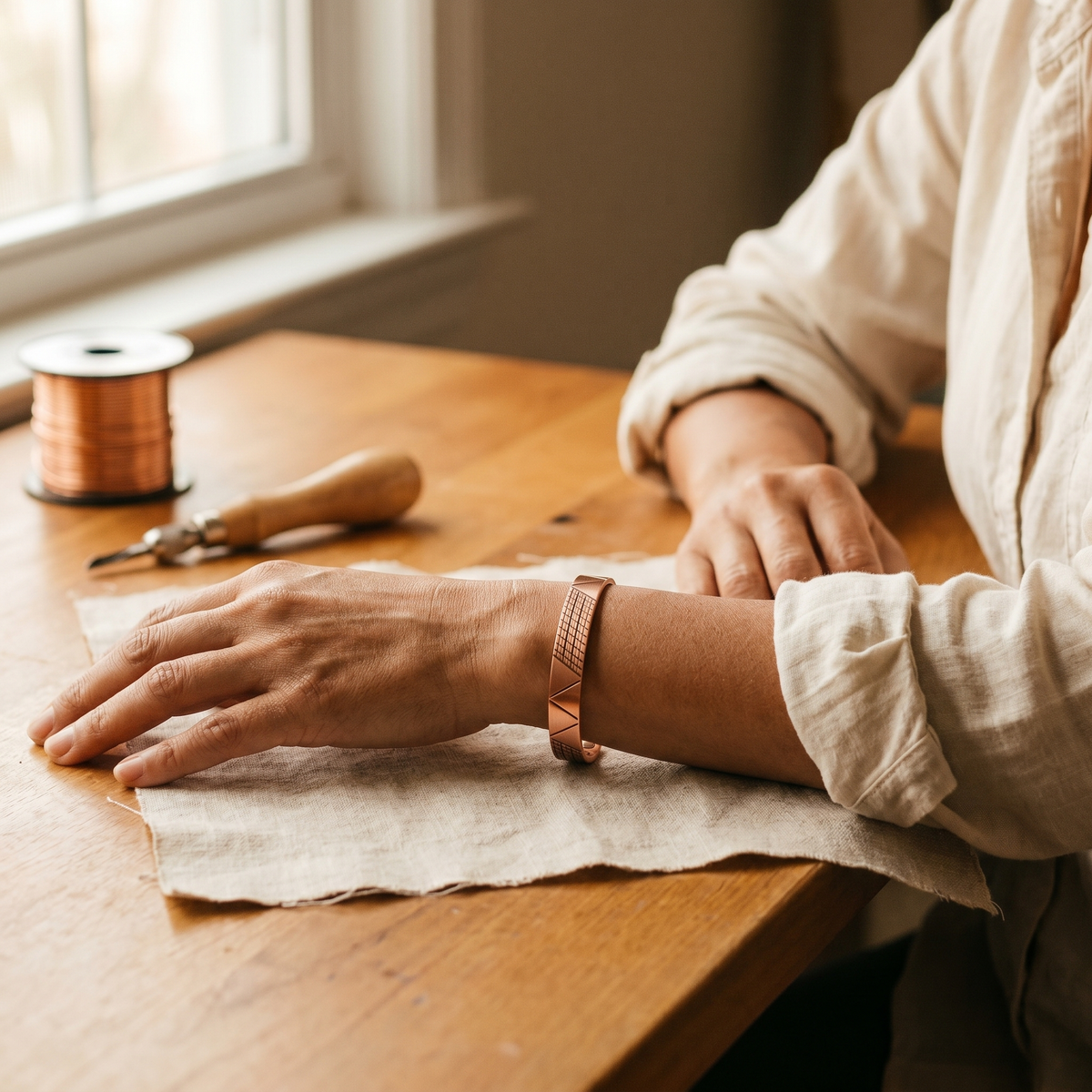 Ayurveda Heritage Crest Copper Bracelet