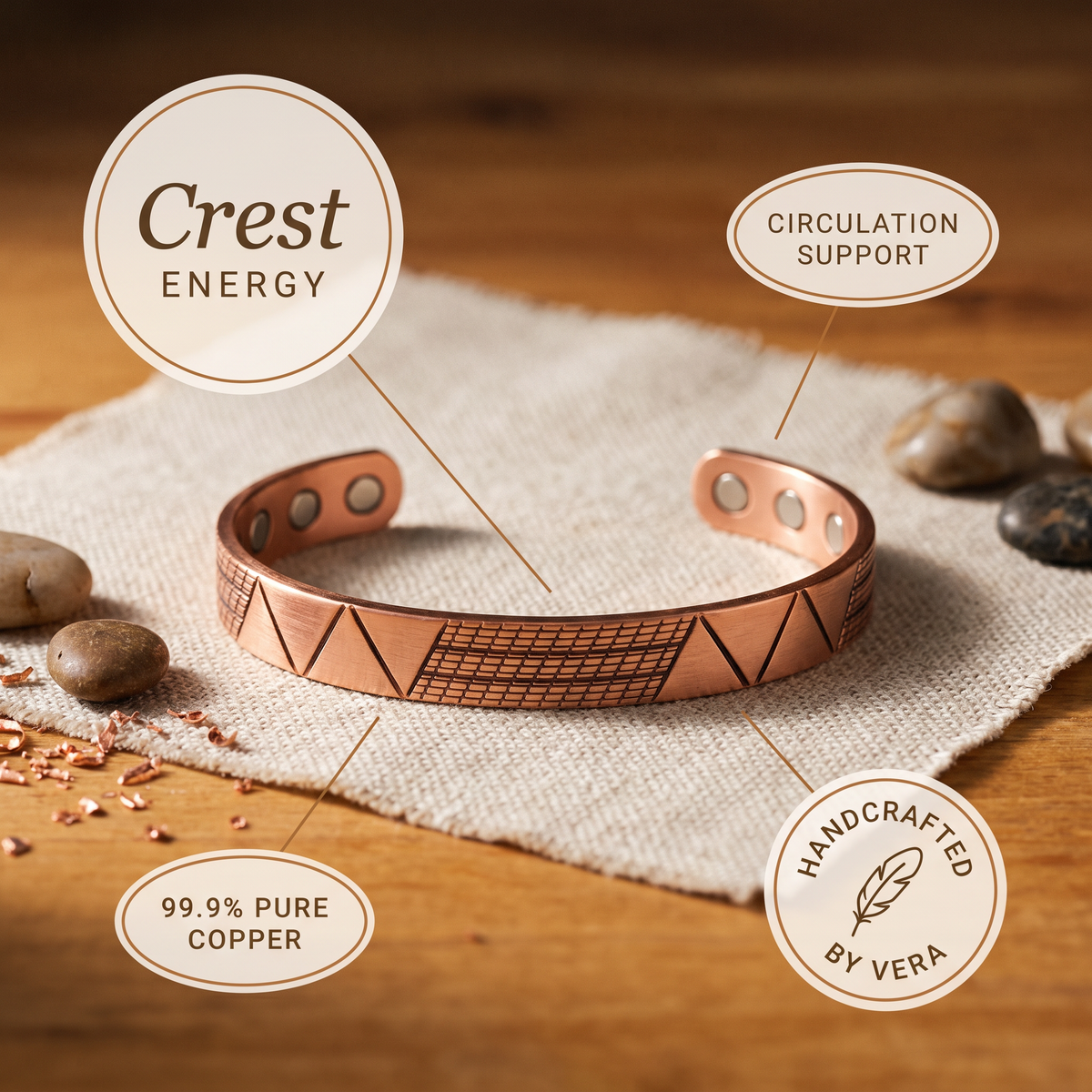Ayurveda Heritage Crest Copper Bracelet