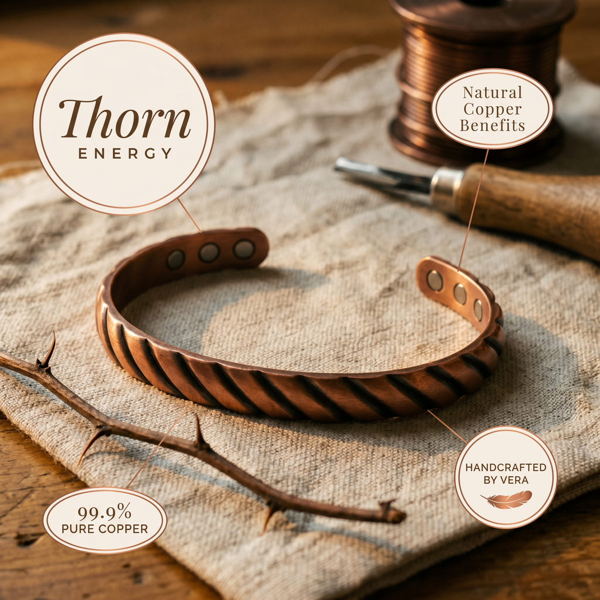 Ayurveda Heritage Thorn Copper Bracelet