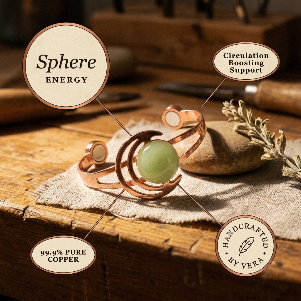 Ayurveda Heritage Sphere Green Copper Bracelet