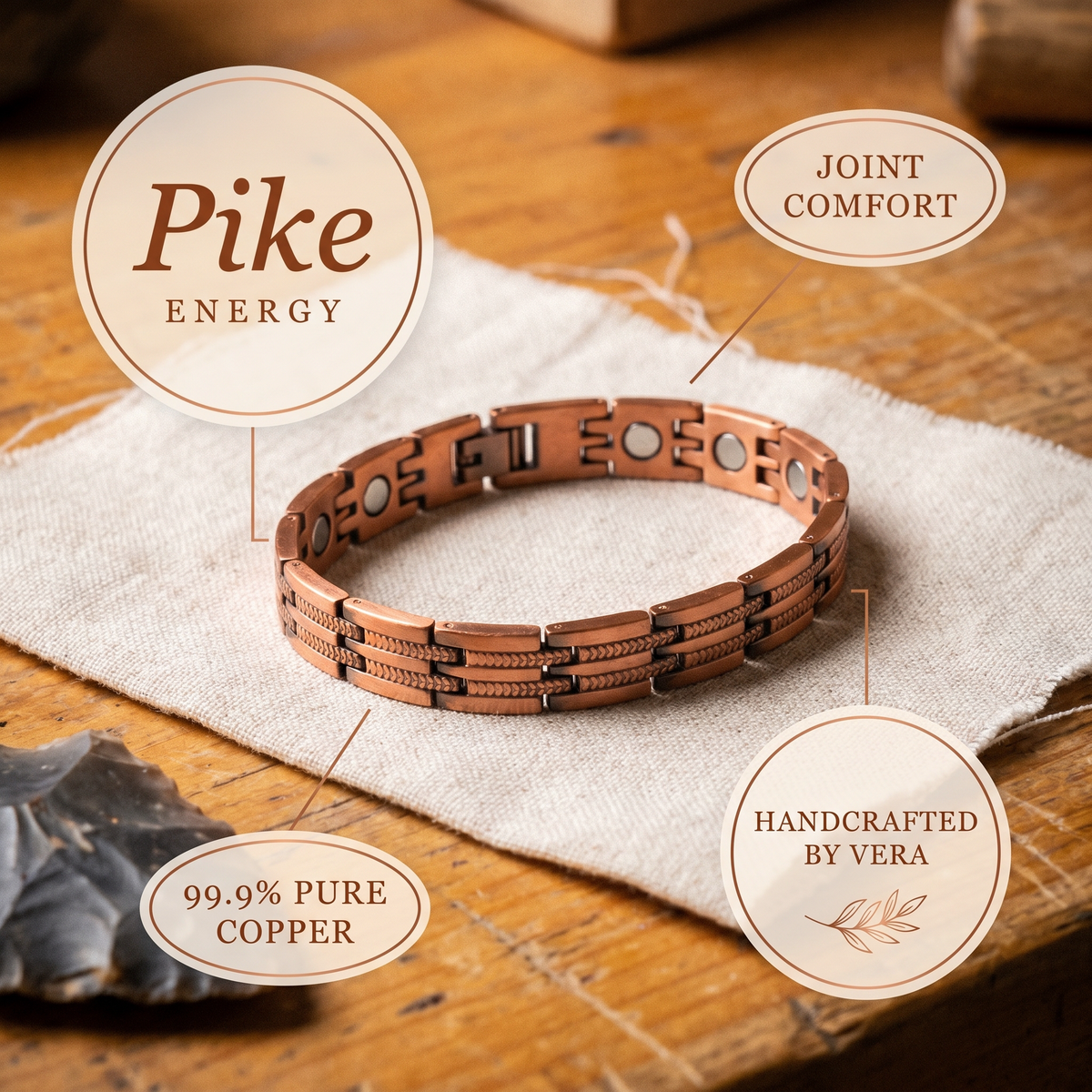 Ayurveda Heritage Pike Men's Copper Bracelet