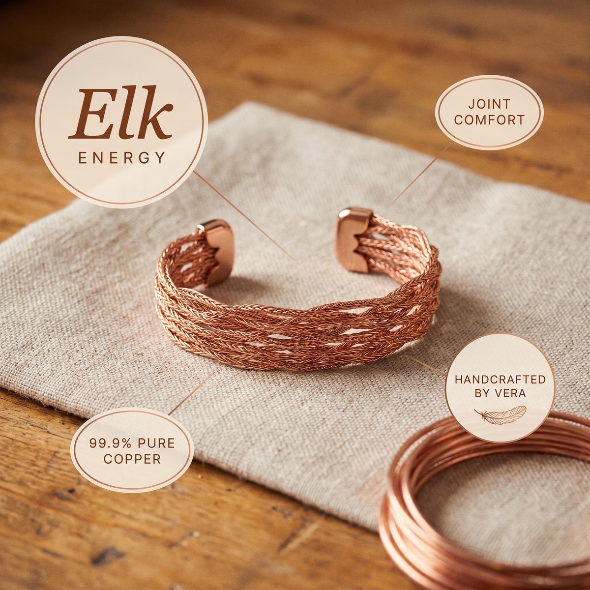 Ayurveda Heritage Elk Copper Bracelet