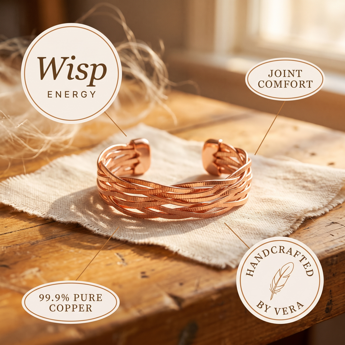 Ayurveda Heritage Wisp Copper Bracelet