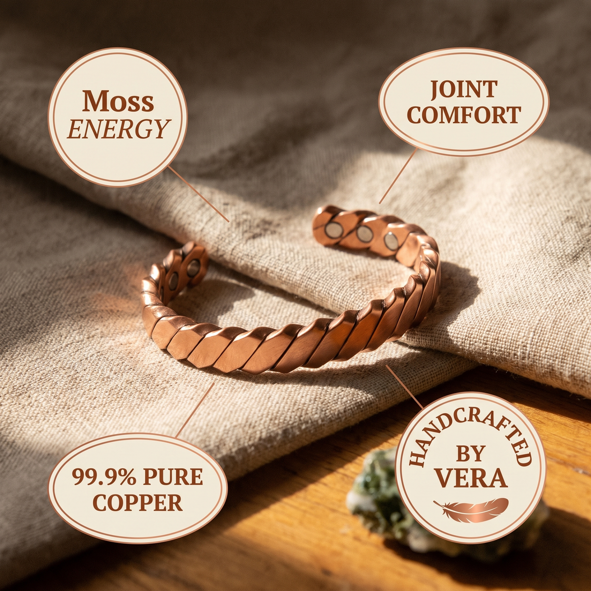 Ayurveda Heritage Moss Copper Bracelet