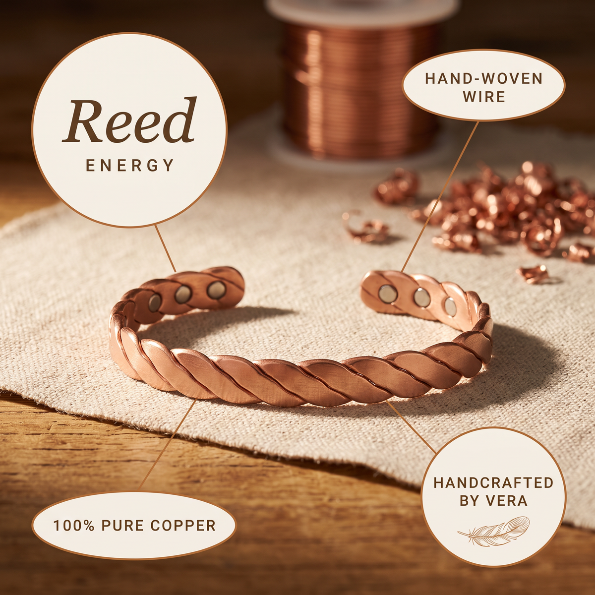 Ayurveda Heritage Reed Copper Bracelet