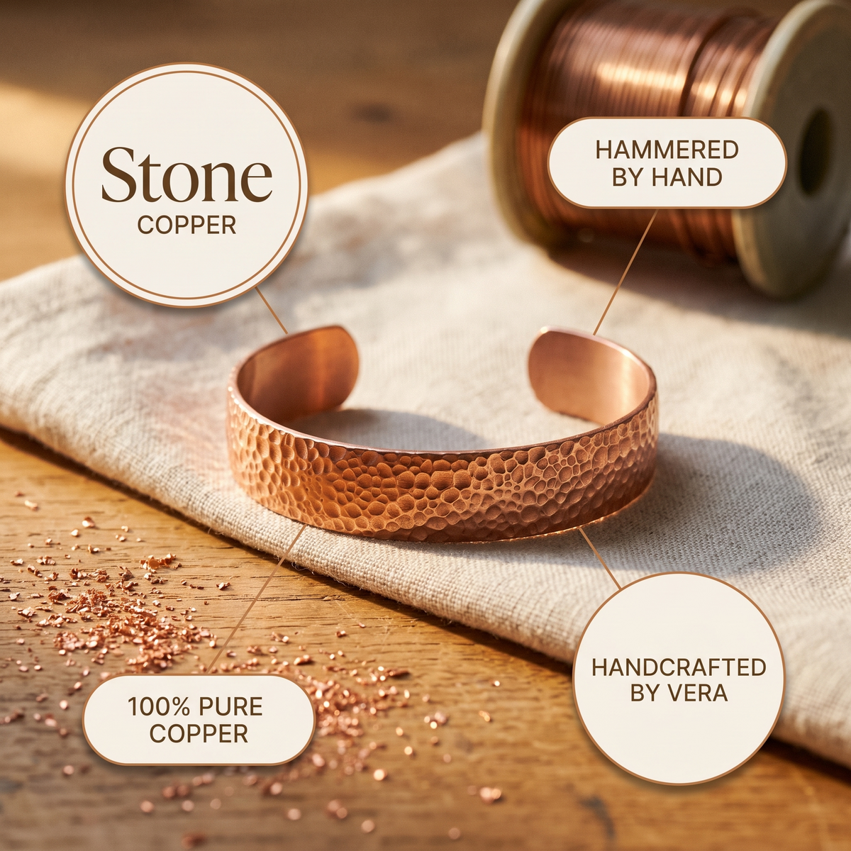 Ayurveda Heritage Moon Copper Bracelet