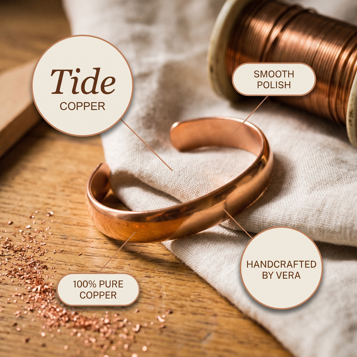 Ayurveda Heritage Tide Copper Bracelet