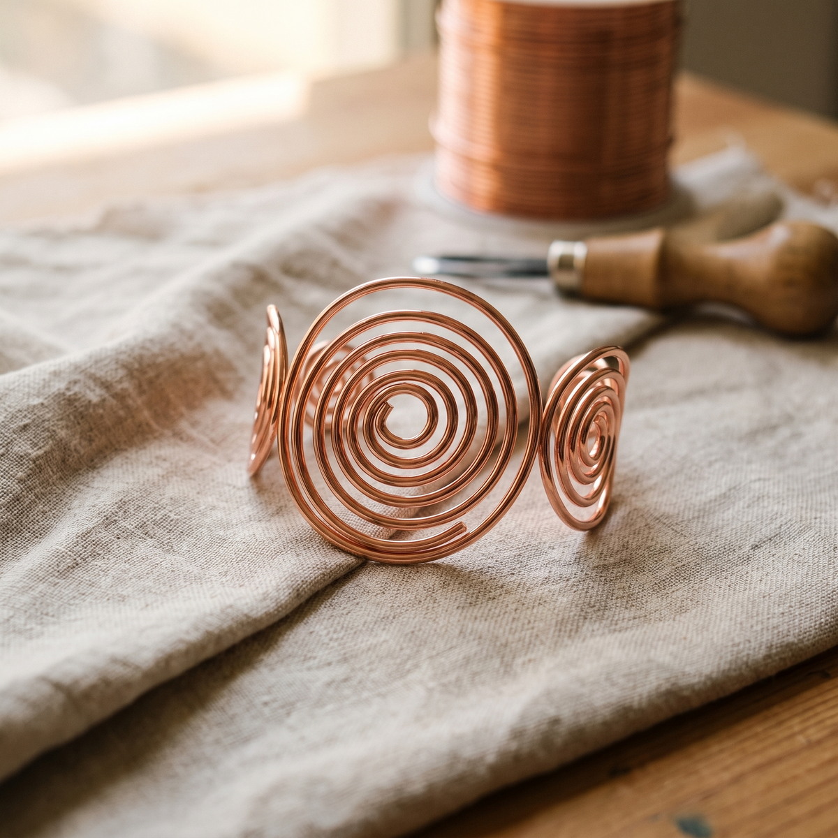 Ayurveda Heritage Spiral Copper Bracelet