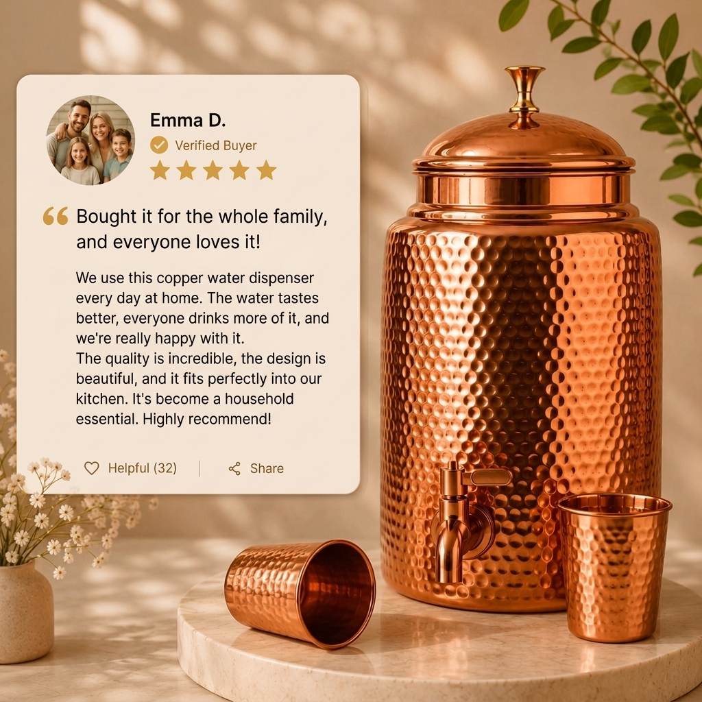 Ayurveda Heritage Pure Copper Water Dispenser – 5L