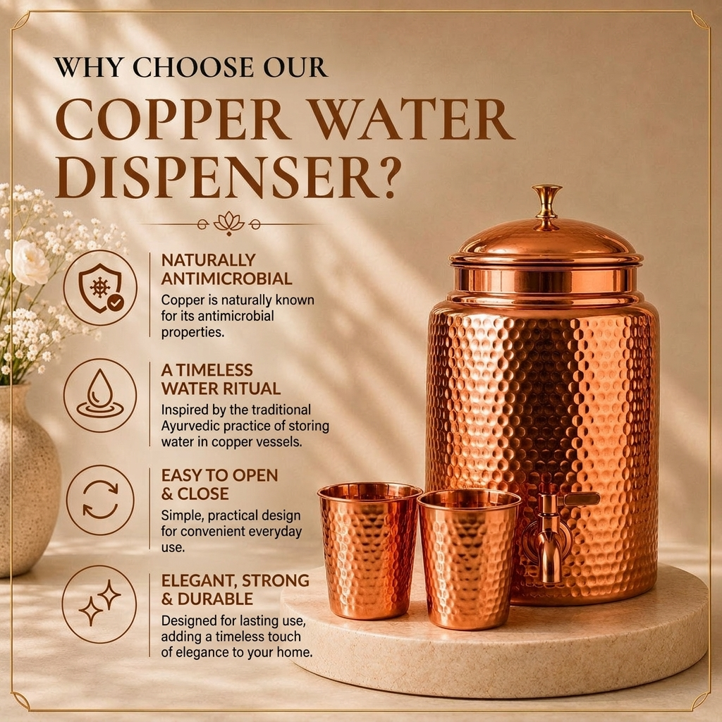 Ayurveda Heritage Pure Copper Water Dispenser – 5L